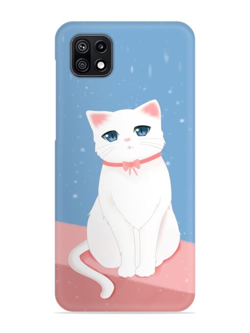 Cute White Cat Snap Case for Samsung Galaxy F42 (5G) Zapvi