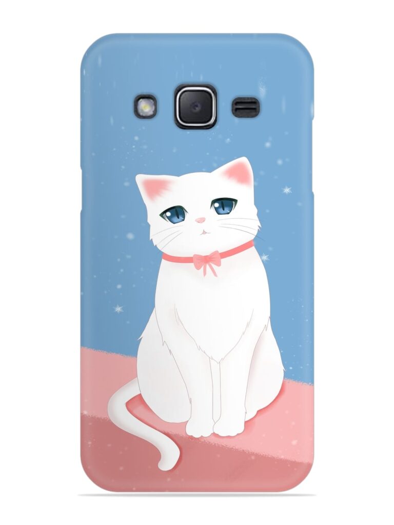 Cute White Cat Snap Case for Samsung Galaxy J2 (2015) Zapvi