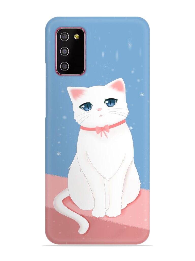 Cute White Cat Snap Case for Samsung Galaxy M02s Zapvi
