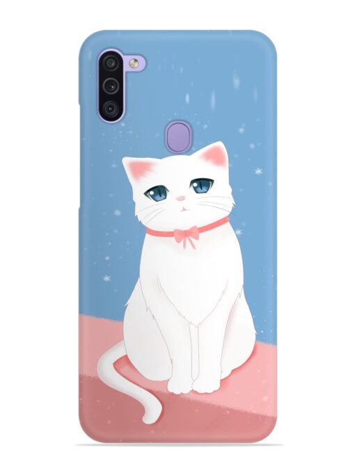 Cute White Cat Snap Case for Samsung Galaxy M11 Zapvi