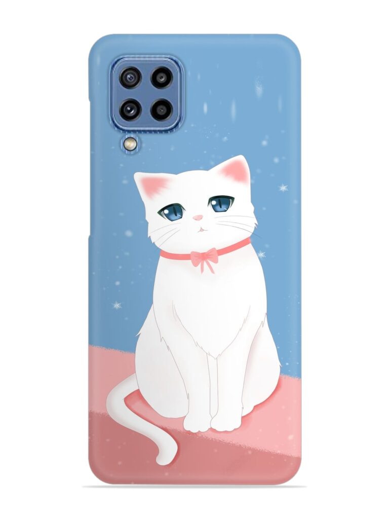 Cute White Cat Snap Case for Samsung Galaxy M32 (4G) Zapvi