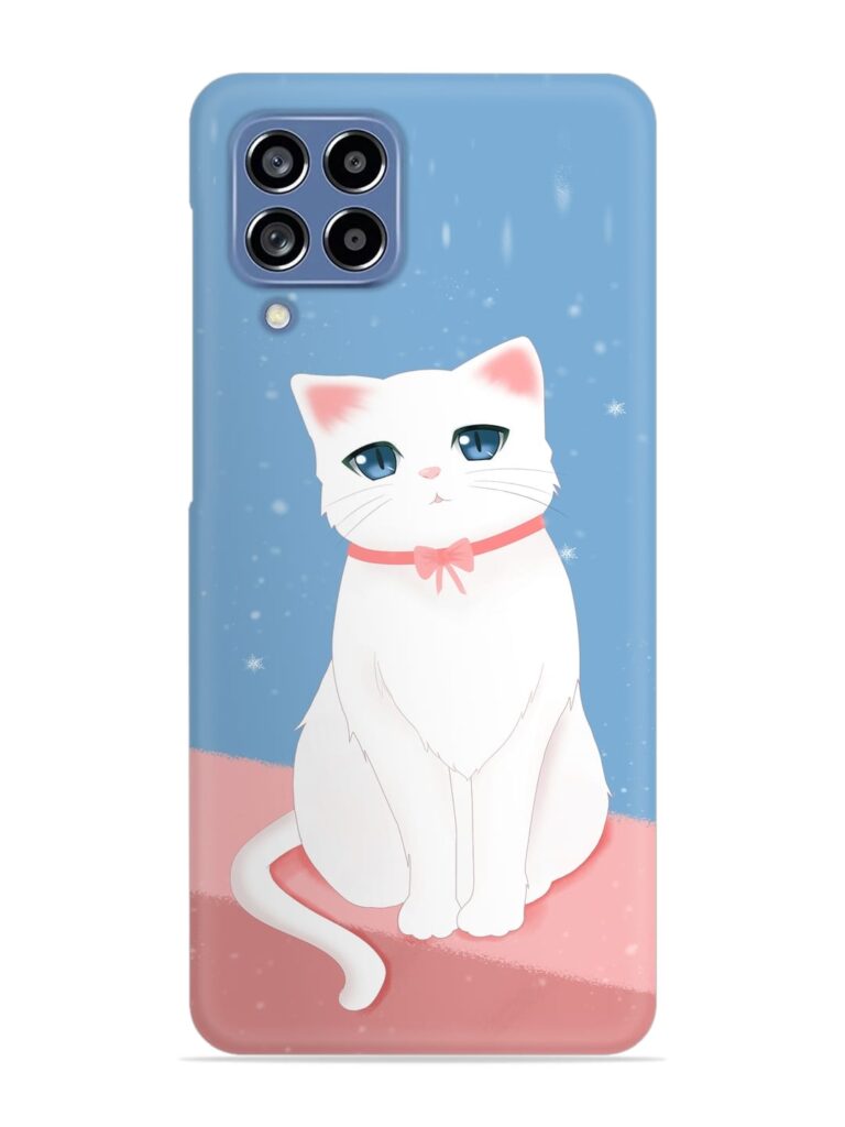 Cute White Cat Snap Case for Samsung Galaxy M53 (5G) Zapvi
