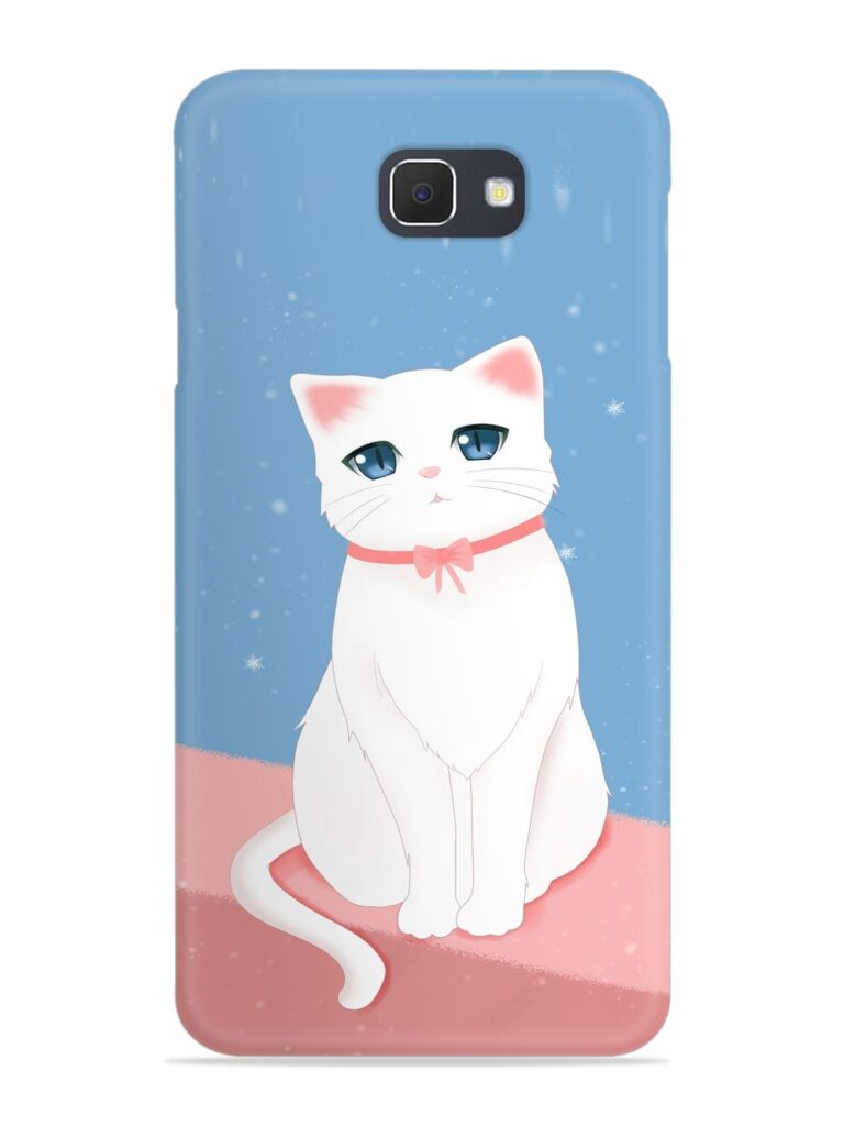 Cute White Cat Snap Case for Samsung Galaxy On7 (2016) Zapvi