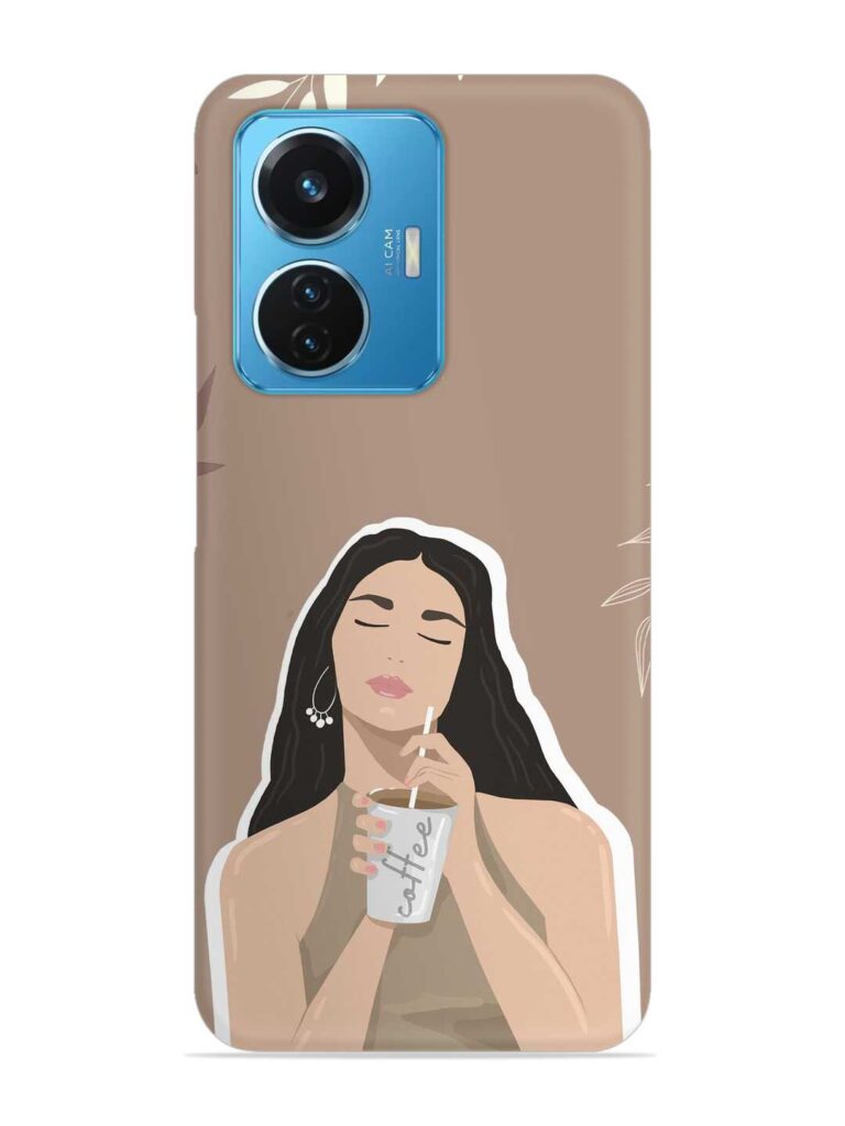 Girl With Coffee Snap Case for Vivo T1 (44W) Zapvi