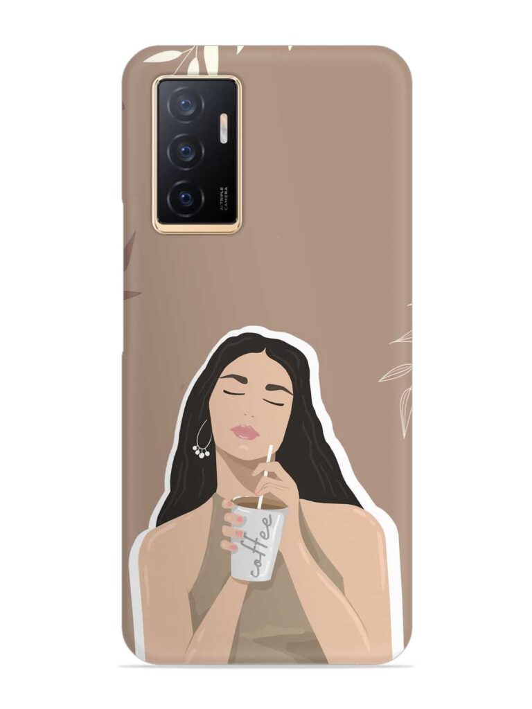 Girl With Coffee Snap Case for Vivo V23E (5G) Zapvi
