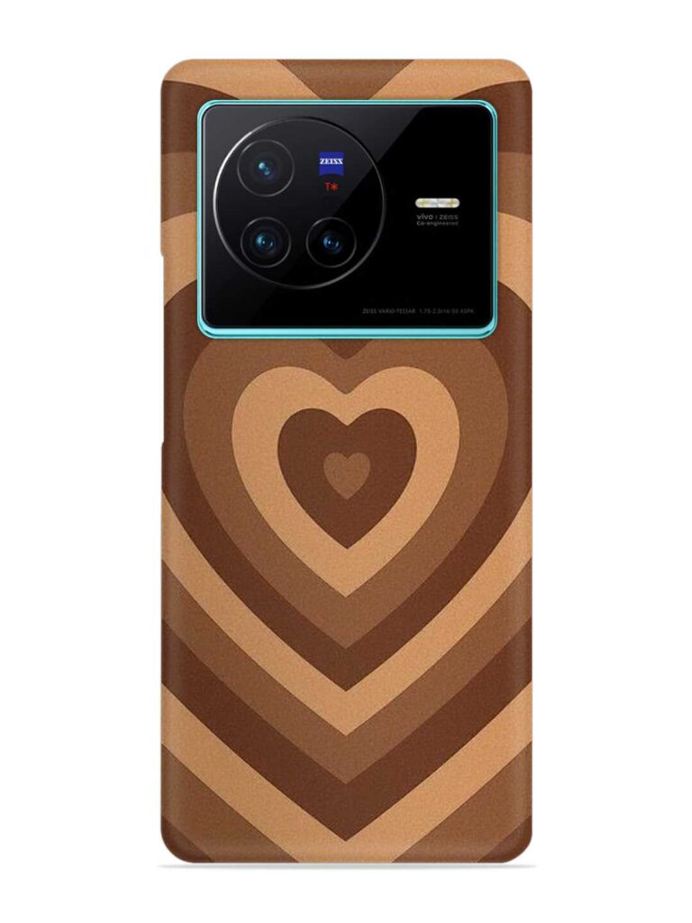 Brown Heart Snap Case for Vivo X80 Zapvi