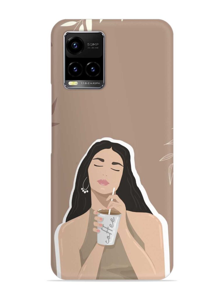 Girl With Coffee Snap Case for Vivo Y21e Zapvi
