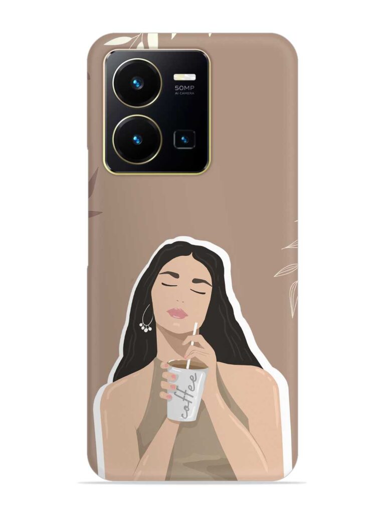 Girl With Coffee Snap Case for Vivo Y35 Zapvi