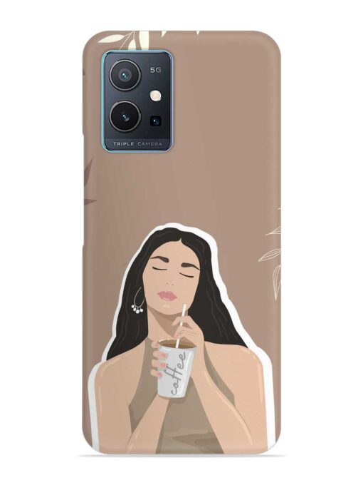 Girl With Coffee Snap Case for Vivo Y75 (5G) Zapvi