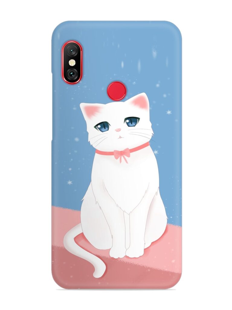 Cute White Cat Snap Case for Xiaomi Redmi 6 Pro Zapvi