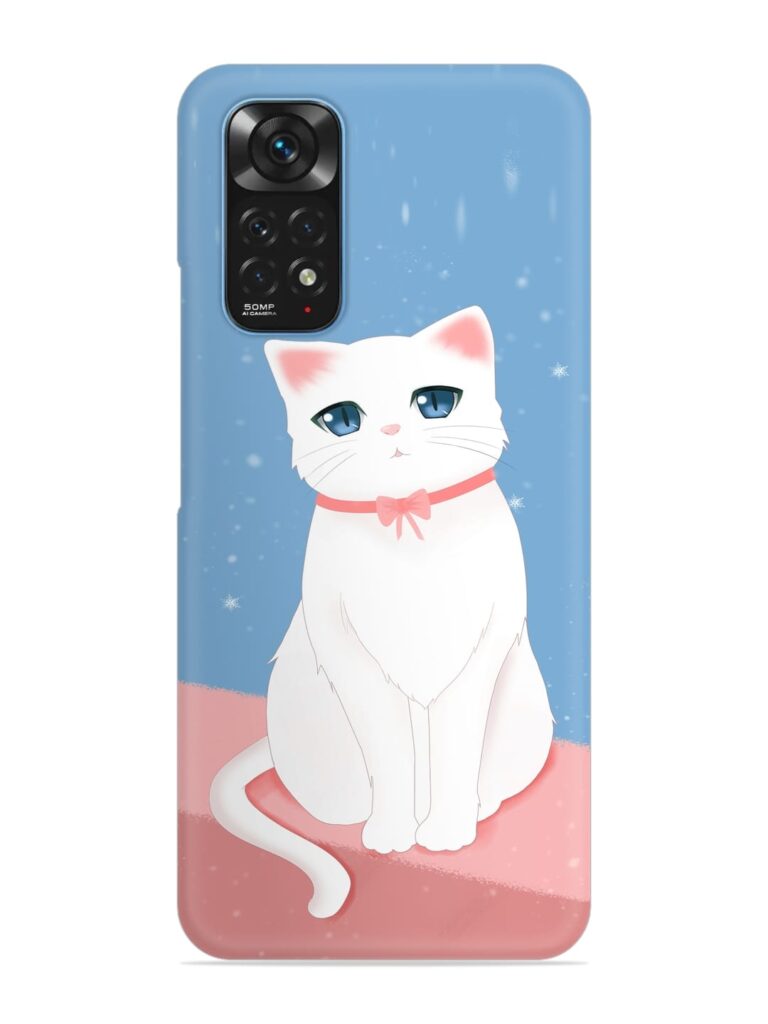 Cute White Cat Snap Case for Xiaomi Redmi Note 11s Zapvi