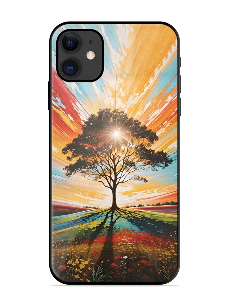 Abstract Tree Colorful Art Glossy Metal Phone Cover for Apple Iphone 11 Zapvi