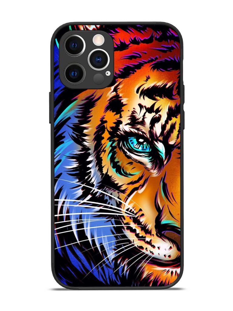 Colorful Lion Art Glossy Metal Phone Cover for Apple Iphone 12 Pro Zapvi