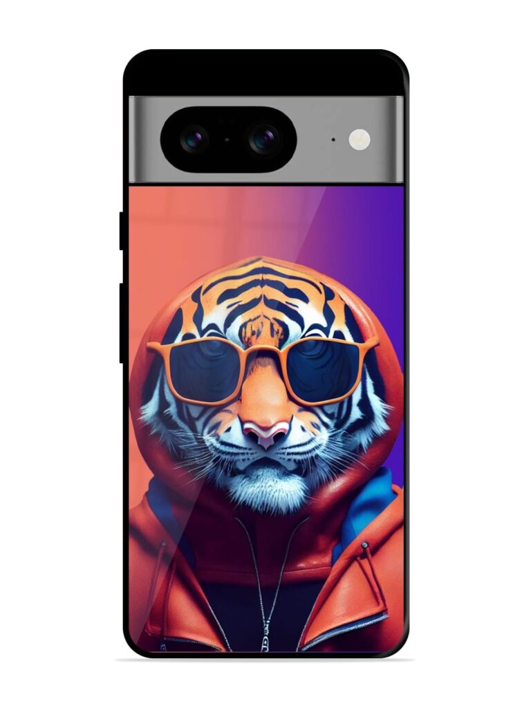 Tiger Animation Glossy Metal Phone Cover for Google Pixel 8 Zapvi