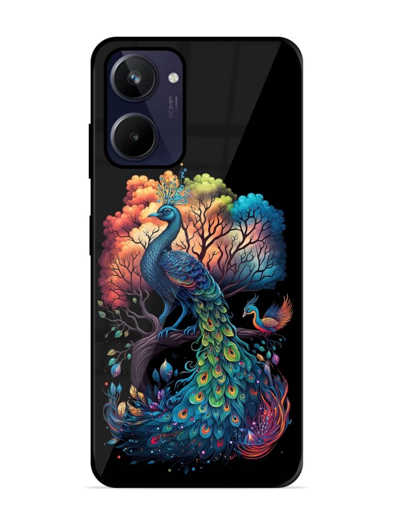 Peacock Tree Art Glossy Metal Phone Cover for Realme 10 Zapvi