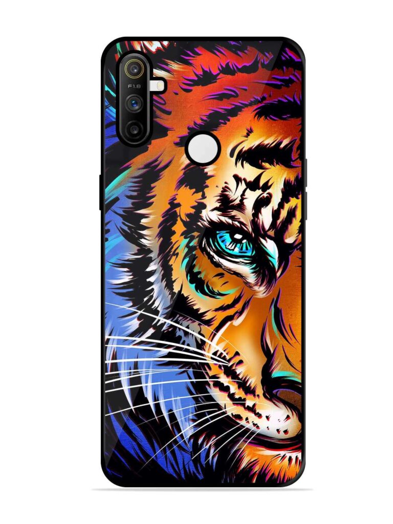 Colorful Lion Art Glossy Metal Phone Cover for Realme Narzo 10A Zapvi