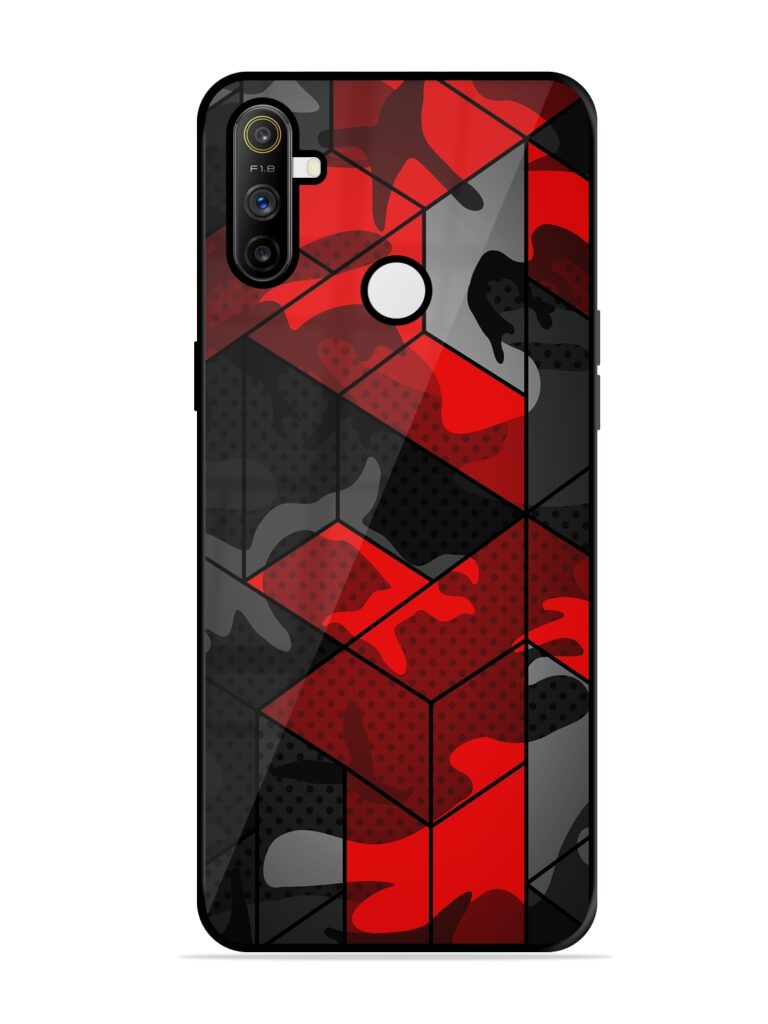Royal Red Camouflage Pattern Glossy Metal Phone Cover for Realme Narzo 10A Zapvi