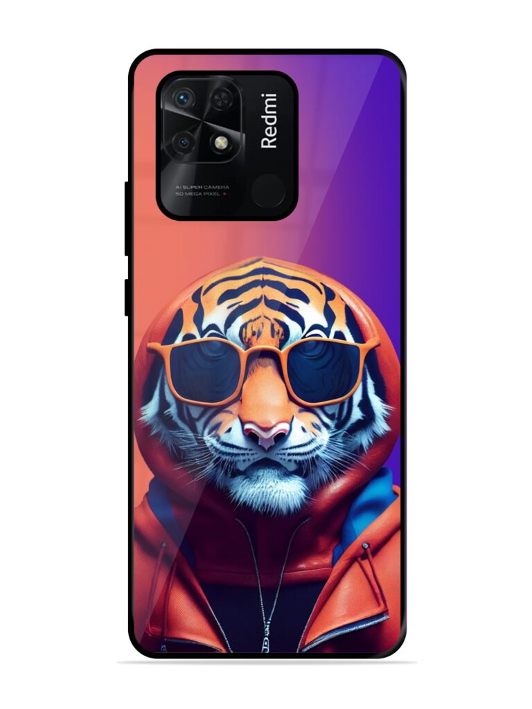 Tiger Animation Glossy Metal Phone Cover for Xiaomi Redmi 10 Zapvi
