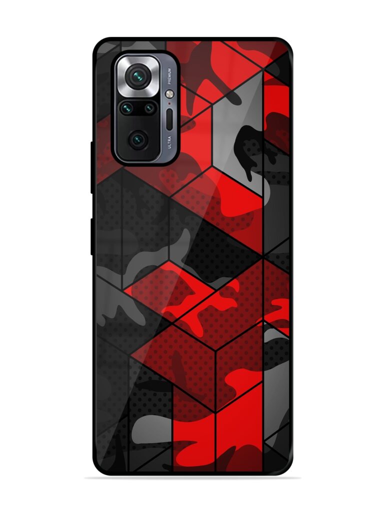 Royal Red Camouflage Pattern Glossy Metal Phone Cover for Xiaomi Redmi Note 10 Pro Zapvi