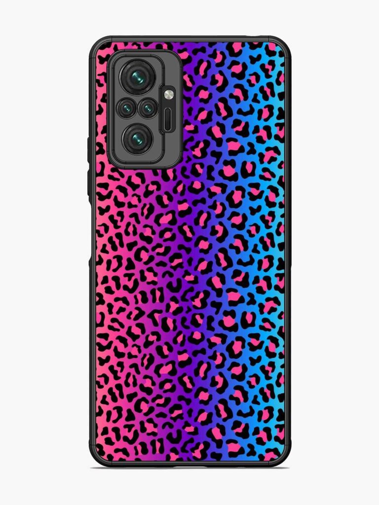 Colorful Leopard Seamless Glossy Metal Phone Cover for Xiaomi Redmi Note 10 Pro Max Zapvi