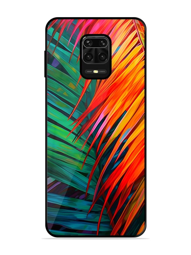 Painted Tropical Leaves Glossy Metal Phone Cover for Xiaomi Redmi Note 9 Pro Max Zapvi