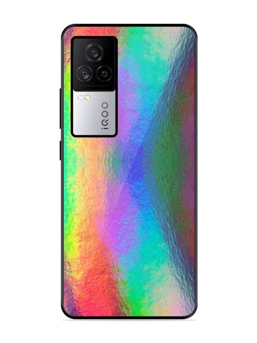 Colorful Holographic Background Premium Glass Case for Iqoo 7 Legend (5G) Zapvi