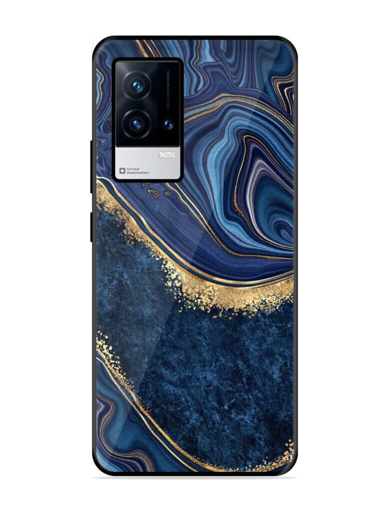 Abstract Background Blue Premium Glass Case for Iqoo 8 Zapvi