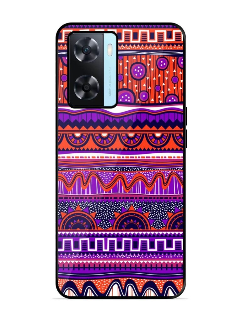 Ethnic Seamless Pattern Glossy Metal TPU Case for Oppo A77 Zapvi