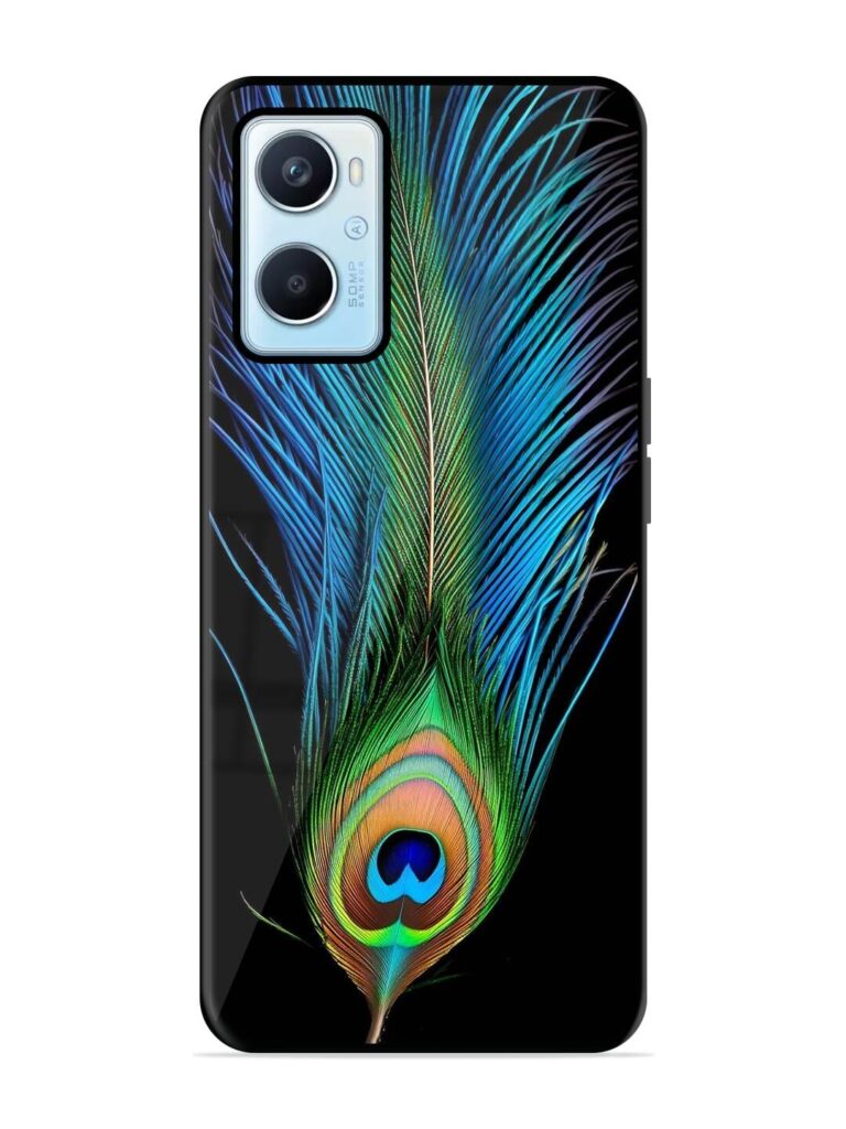Peacock Feather Premium Glass Case for Oppo A96 Zapvi