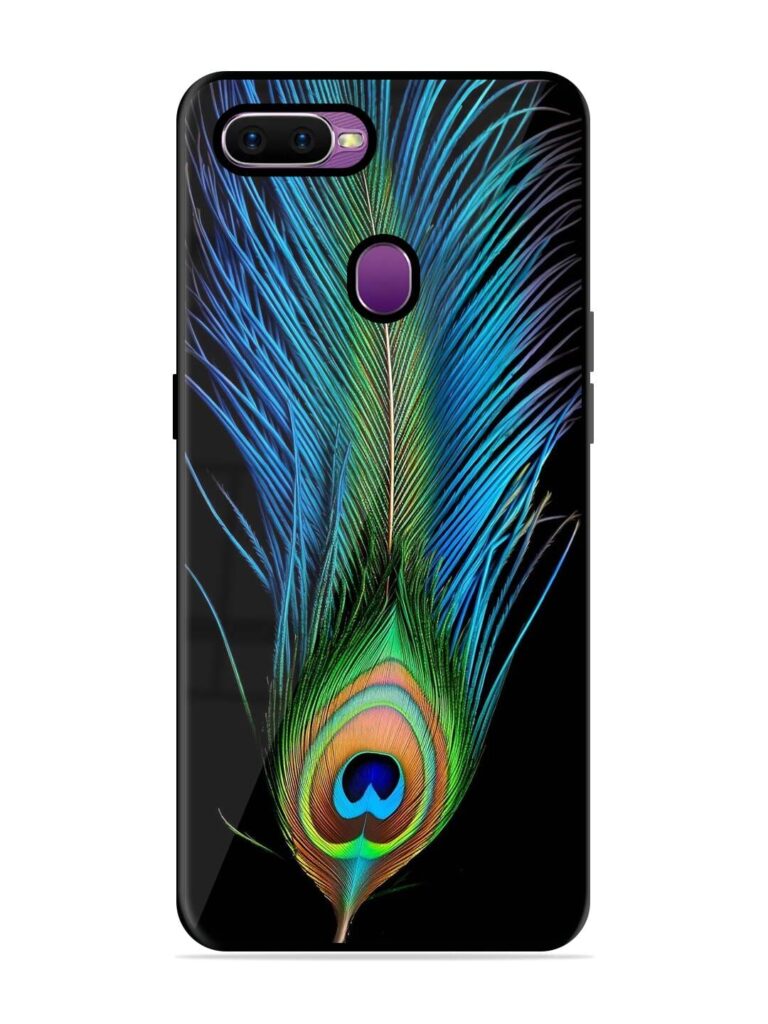 Peacock Feather Premium Glass Case for Oppo F9 Zapvi