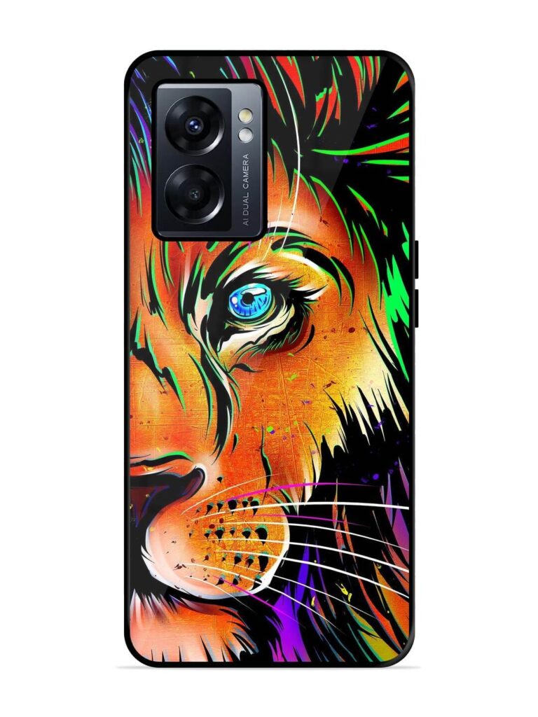 Colorful Lion Design Premium Glass Case for Oppo K10 (5G) Zapvi