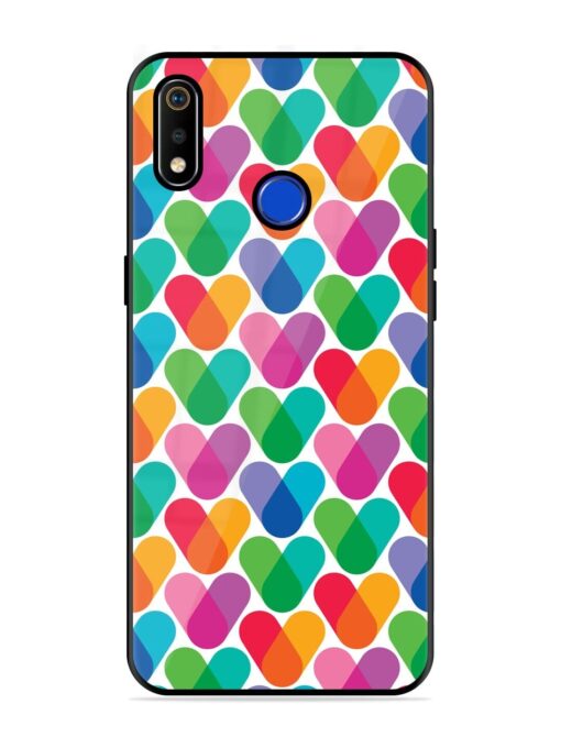 Overlapping Colors Colorful Premium Glass Case for Realme 3I Zapvi