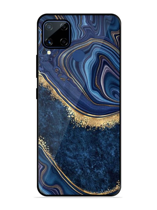 Abstract Background Blue Premium Glass Case for Realme C15 Zapvi