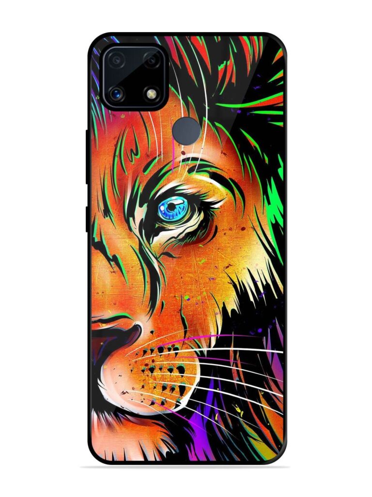 Colorful Lion Design Glossy Metal TPU Case for Realme C25S Zapvi