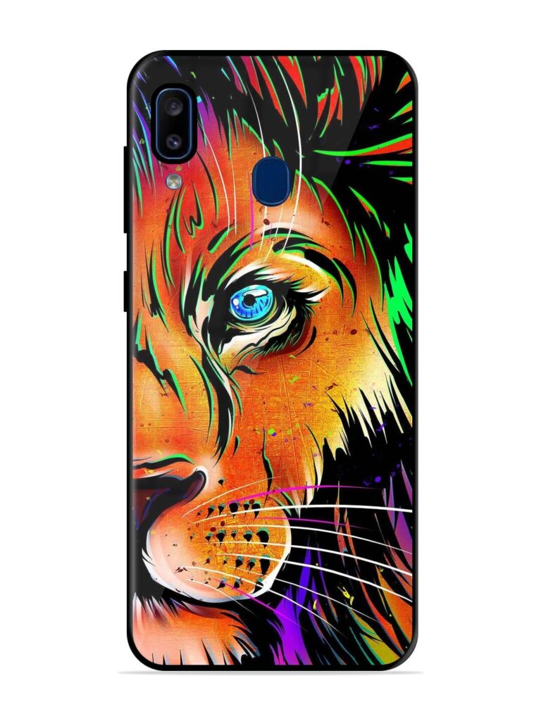 Colorful Lion Design Premium Glass Case for Samsung Galaxy A20 Zapvi