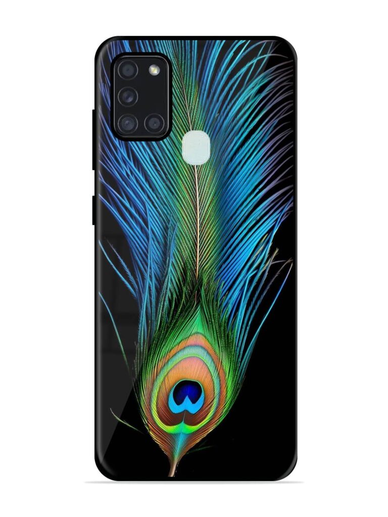 Peacock Feather Premium Glass Case for Samsung Galaxy A21S Zapvi
