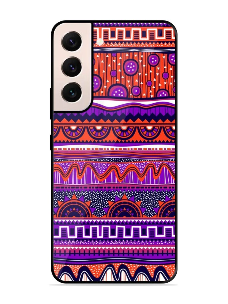 Ethnic Seamless Pattern Glossy Metal TPU Case for Samsung Galaxy S22 (5G) Zapvi