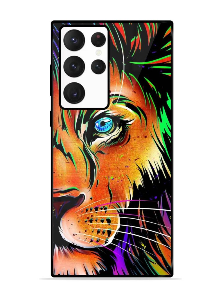 Colorful Lion Design Glossy Metal TPU Case for Samsung Galaxy S22 Ultra Zapvi