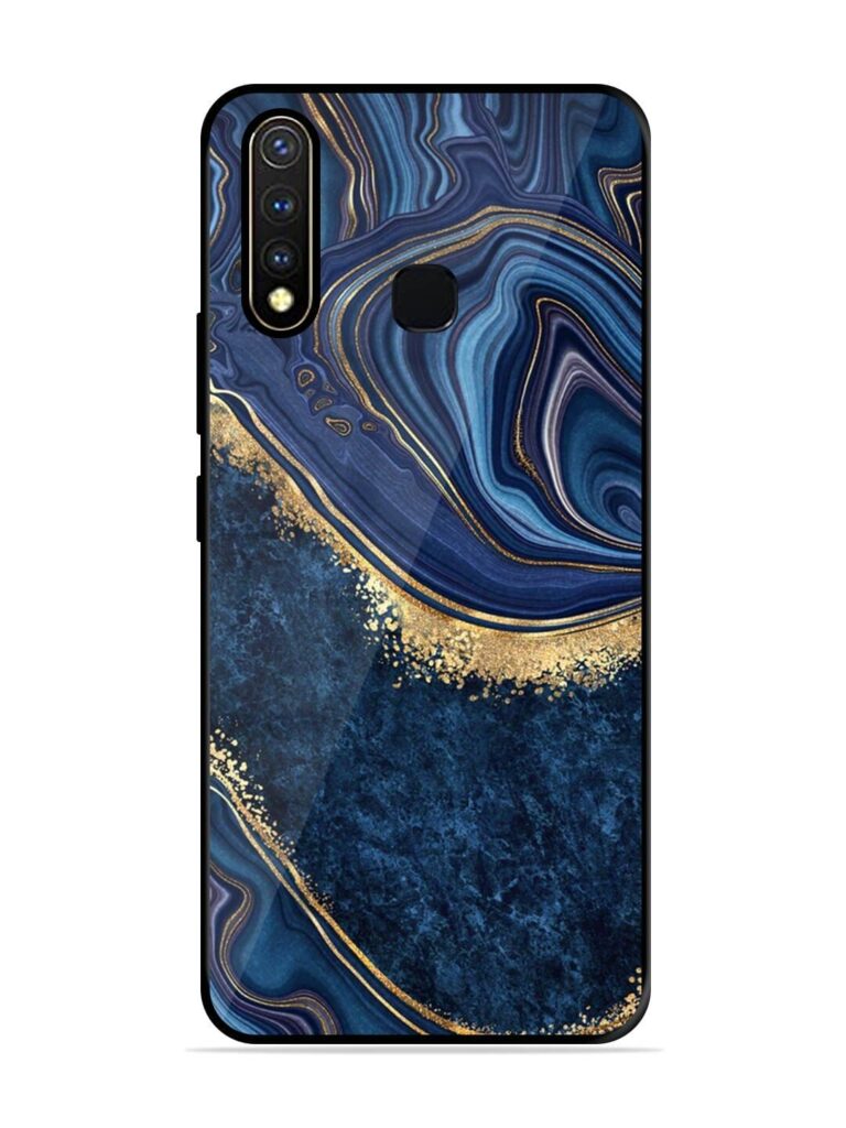 Abstract Background Blue Premium Glass Case for Vivo Y19 Zapvi