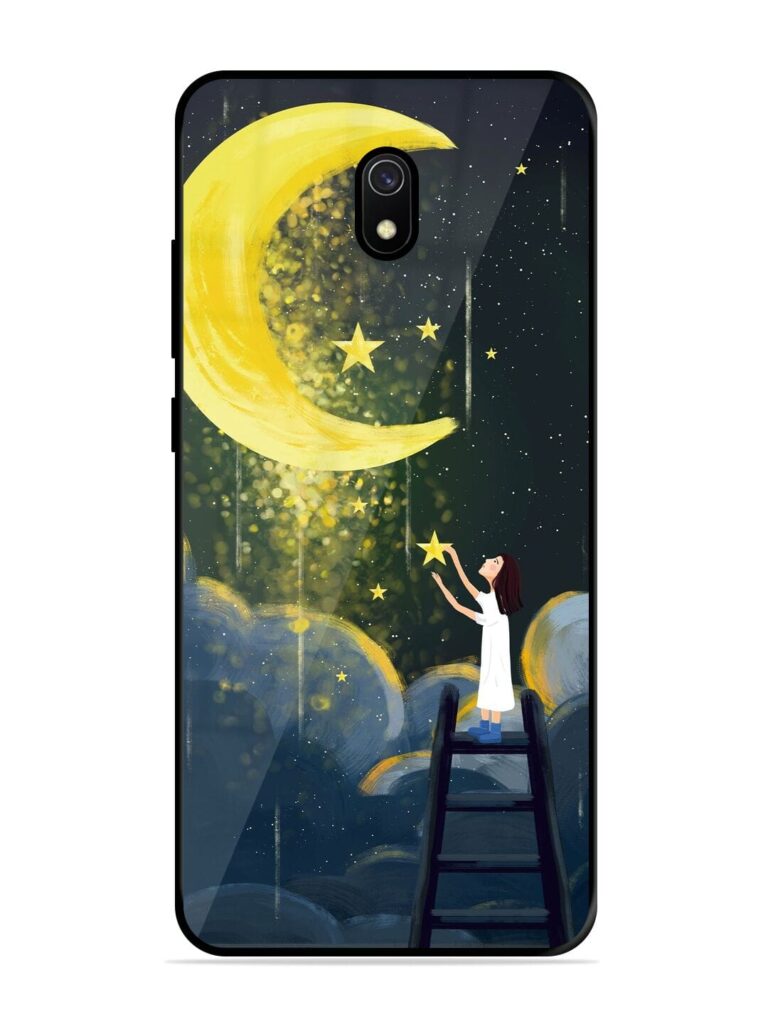 Moonlight Healing Night Illustration Premium Glass Case for Xiaomi Redmi 8A Zapvi