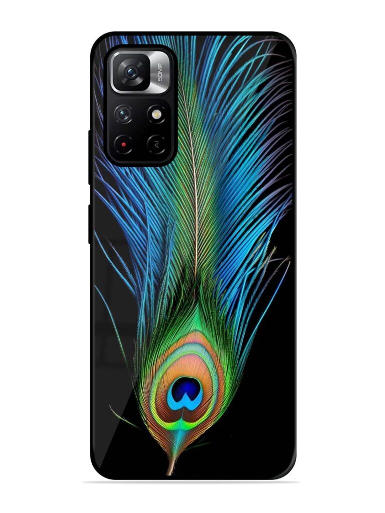 Peacock Feather Premium Glass Case for Xiaomi Redmi Note 11T (5G) Zapvi