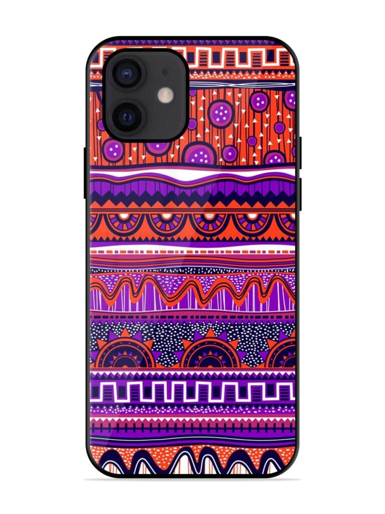 Ethnic Seamless Pattern Glossy Metal TPU Phone Cover for Apple Iphone 12 Zapvi