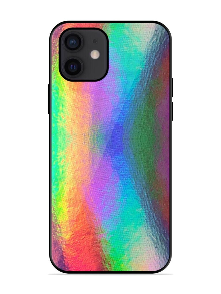 Colorful Holographic Background Glossy Metal TPU Phone Cover for Apple Iphone 12 Zapvi