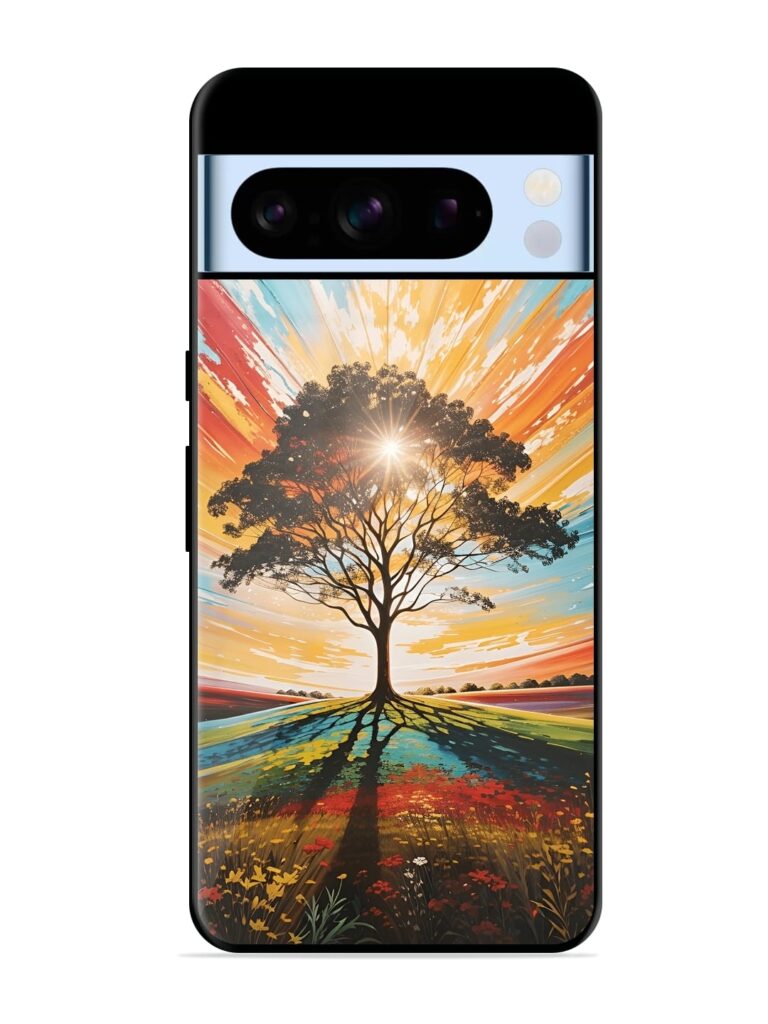 Abstract Tree Colorful Art Glossy Metal Phone Cover for Google Pixel 8 Pro Zapvi