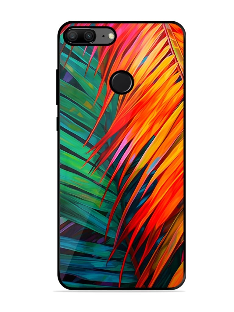 Painted Tropical Leaves Glossy Metal Phone Cover for Honor 9 Lite Zapvi