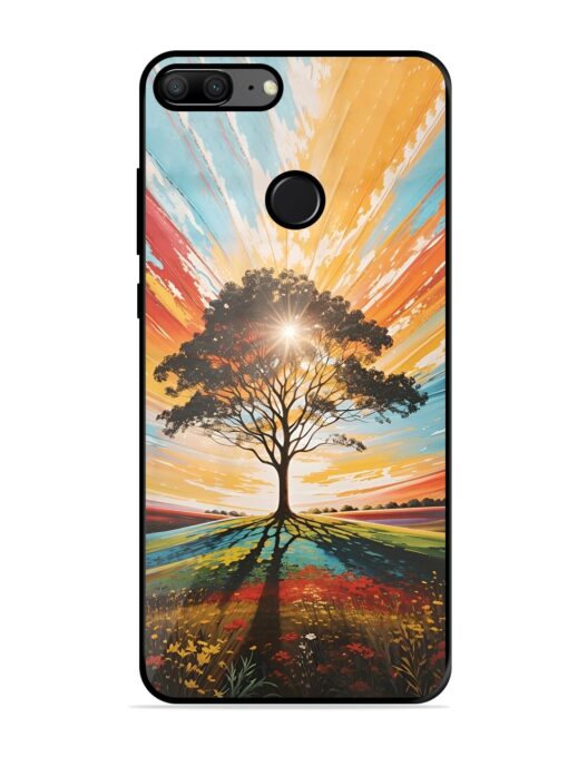 Abstract Tree Colorful Art Glossy Metal Phone Cover for Honor 9 Lite Zapvi