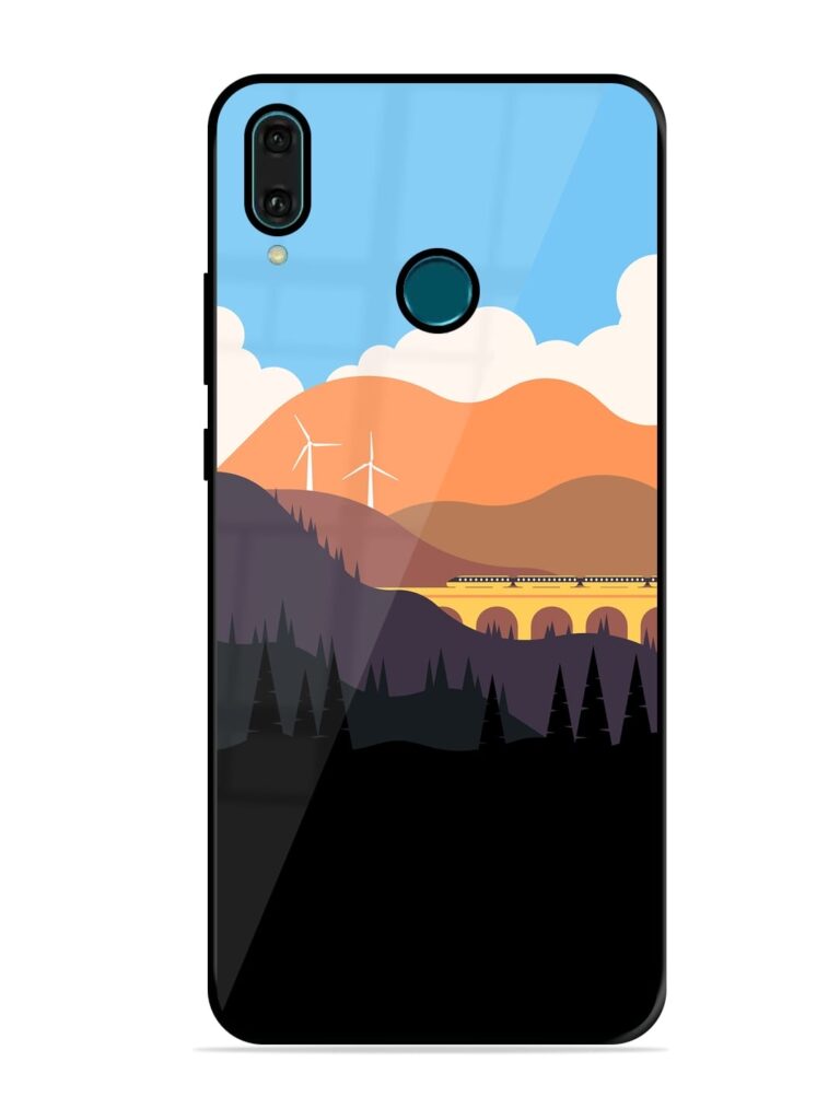 Minimal Mountain Vector Glossy Metal Phone Cover for Honor Y9 (2019) Zapvi