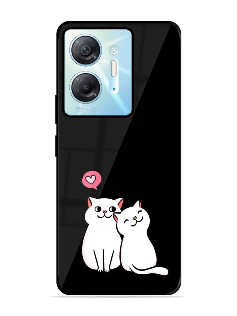 Cat Love Glossy Metal Phone Cover for Infinix Hot 30 (5G) Zapvi