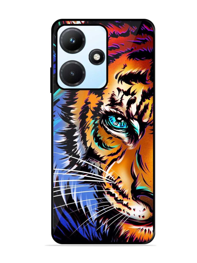 Colorful Lion Art Glossy Metal Phone Cover for Infinix Hot 30I Zapvi