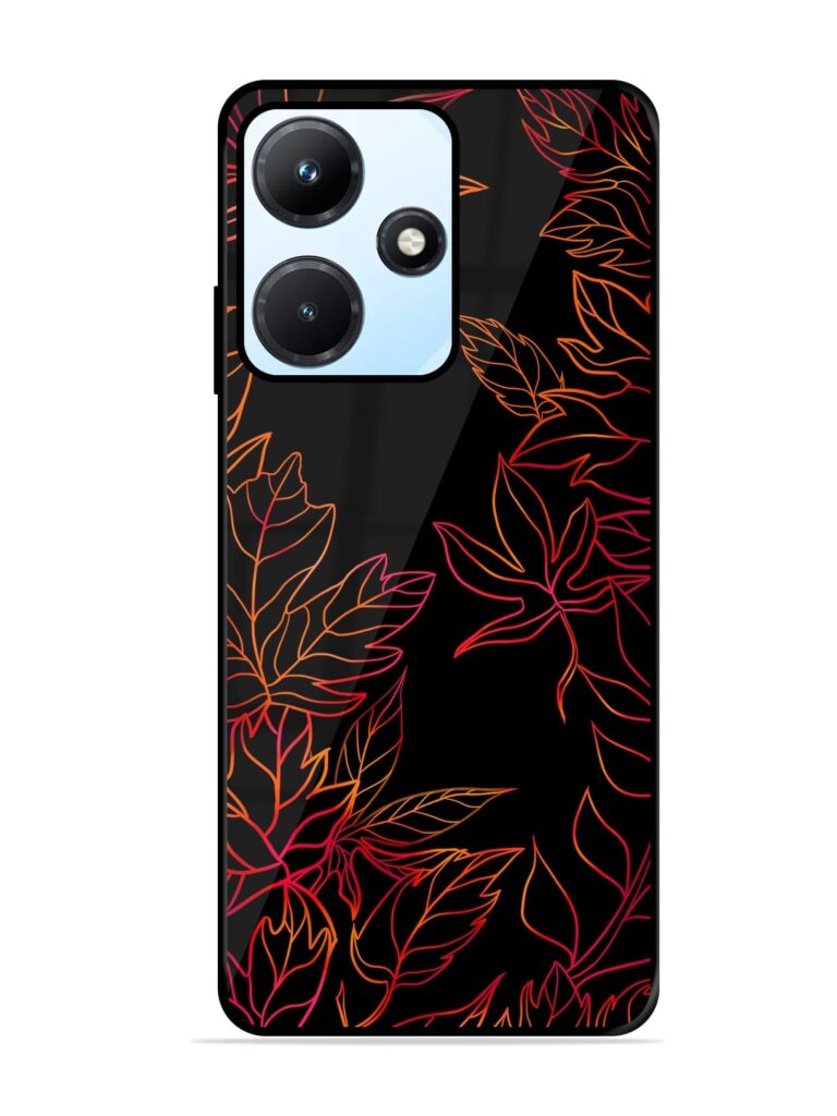 Red Floral Pattern Glossy Metal Phone Cover for Infinix Hot 30I Zapvi